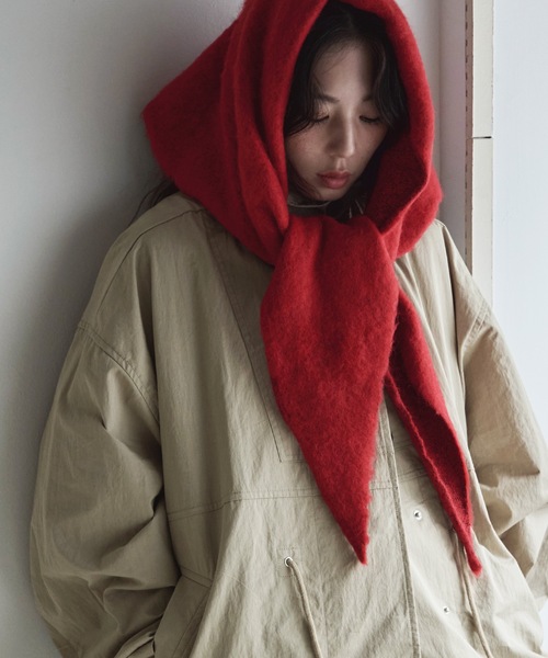 モヘアタッチトライアングルスカーフ（バンダナ/スカーフ）｜etoll