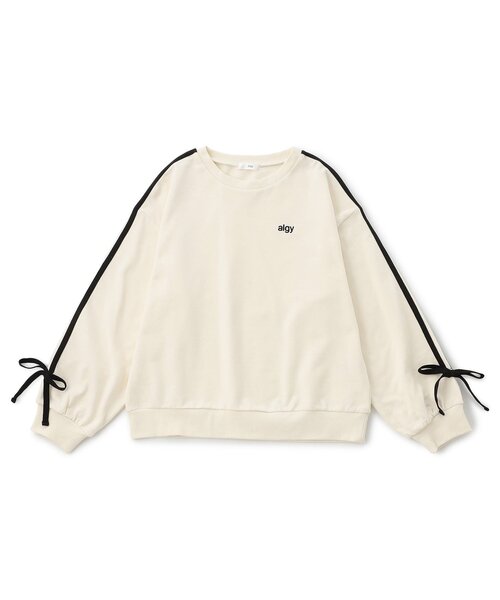 algy（アルジー）の「袖りぼんトレーナー（スウェット・キッズ・ブラック/アイボリー/サックスブルー・XX-SMALL/X-SMALL/MEDIUM/SMALL）」の2枚目の写真