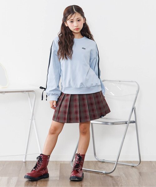 algy（アルジー）の「袖りぼんトレーナー（スウェット・キッズ・ブラック/アイボリー/サックスブルー・XX-SMALL/X-SMALL/MEDIUM/SMALL）」の4枚目の写真