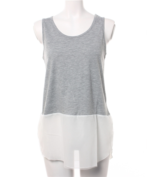 OUTLET（アウトレット）の「【Discoat Petit】裾チュールタンク（タンクトップ・レディース・オフホワイト/杢グレー・LARGE/MEDIUM）」の2枚目の写真