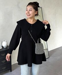 prose verse | 【MOMO】ビッグ襟ペプラムニットトップス(ニット/セーター)