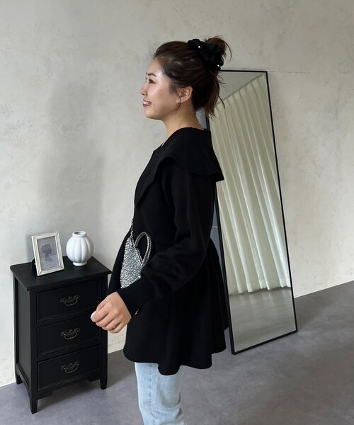 MOMO】ビッグ襟ペプラムニットトップス（ニット/セーター）｜prose