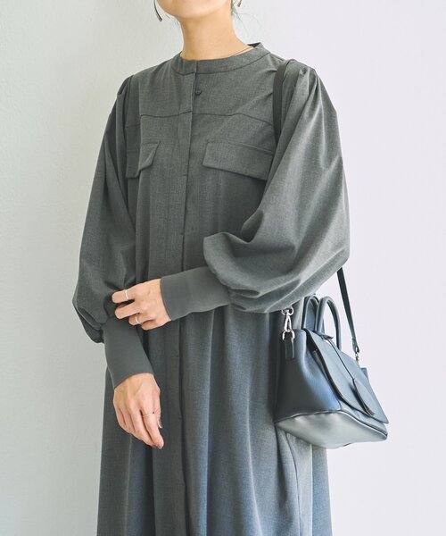 BEARDSLEY　ドライタッチロングワンピース　グレー　ビアズリー　洗える　灰 ロングシャツワンピース | BEARDSLEY(ビアズリー)レディース | PAL