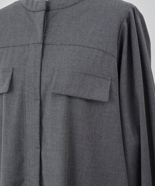 BEARDSLEY　ドライタッチロングワンピース　グレー　ビアズリー　洗える　灰 ロングシャツワンピース（ワンピース）｜BEARDSLEY（ビアズリー）の