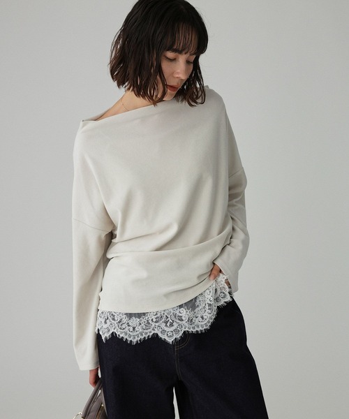 BABYLONE（バビロン）の「【洗濯可】ベロアドレーププルオーバー（Tシャツ/カットソー・レディース・ブラウン/モカ/アイボリー/ダークブルー・フリー）」の11枚目の写真