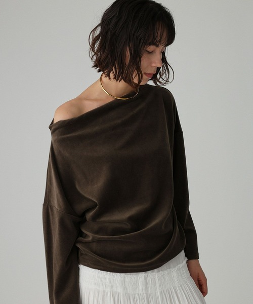BABYLONE（バビロン）の「【洗濯可】ベロアドレーププルオーバー（Tシャツ/カットソー・レディース・ブラウン/モカ/アイボリー/ダークブルー・フリー）」の16枚目の写真