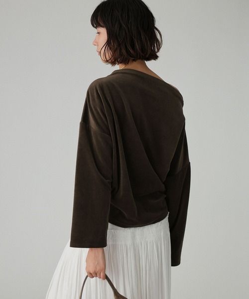 セール】【洗濯可】ベロアドレーププルオーバー（Tシャツ/カットソー