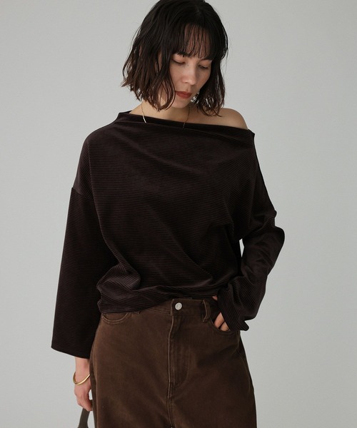 ✨新品✨BABYLONE ベロアドレーププルオーバー セール】【洗濯可】ベロアドレーププルオーバー（Tシャツ/カットソー