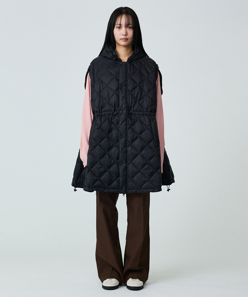 TAION / タイオン】ポンチョ型ダウン/ケープ/ダウン/フード付き/収納