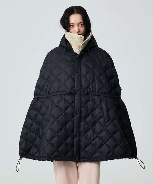 TAION / タイオン】ポンチョ型ダウン/ケープ/ダウン/フード付き/収納