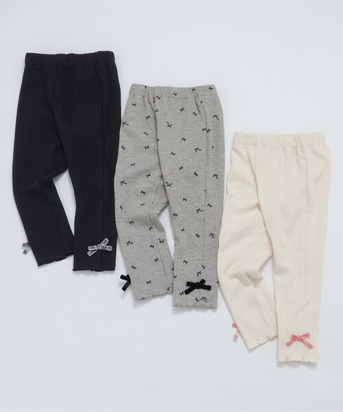 apres les cours（アプレレクール）の「【あったか】リボン裏起毛リブレギンス/7days Style（その他パンツ・キッズ・グレー/ブラック/アイボリー・80/90/100/110/120/130）」の7枚目の写真