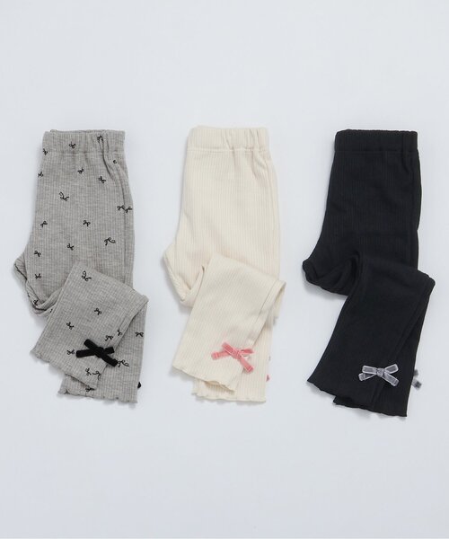 apres les cours（アプレレクール）の「【あったか】リボン裏起毛リブレギンス/7days Style（その他パンツ・キッズ・グレー/ブラック/アイボリー・80/90/100/110/120/130）」の8枚目の写真
