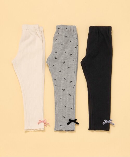 apres les cours（アプレレクール）の「【あったか】リボン裏起毛リブレギンス/7days Style（その他パンツ・キッズ・グレー/ブラック/アイボリー・80/90/100/110/120/130）」の9枚目の写真