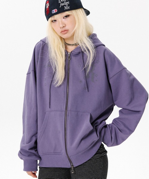 runningHIGH（ランニングハイ）の「【runningHIGH】EAR ZIP UP HOODE / 【ランニングハイ】イヤージップアップパーカー（パーカー・レディース・グレー/ブラック/パープル・ONE SIZE）」の20枚目の写真