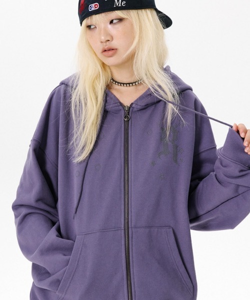 runningHIGH（ランニングハイ）の「【runningHIGH】EAR ZIP UP HOODE / 【ランニングハイ】イヤージップアップパーカー（パーカー・レディース・グレー/ブラック/パープル・ONE SIZE）」の22枚目の写真