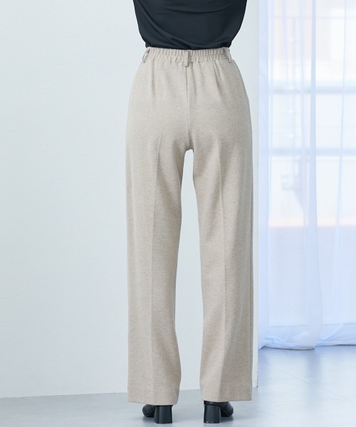 高身長 股下伸ばせて洗濯機で洗える綿混ウール調カットソーやわらか