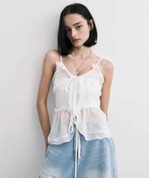 Midnight Move | shiffon top (white)(Tシャツ/カットソー)
