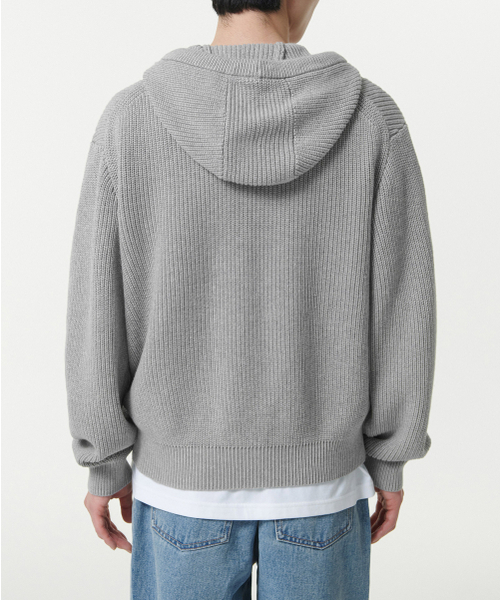 MUSINSA STANDARD（ムシンサスタンダード）の「リブニットフードパーカー[メランジグレー]（ニット/セーター・メンズ・その他・XX-LARGE/LARGE/MEDIUM/SMALL/X-LARGE）」の3枚目の写真