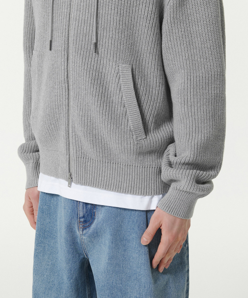 MUSINSA STANDARD（ムシンサスタンダード）の「リブニットフードパーカー[メランジグレー]（ニット/セーター・メンズ・その他・XX-LARGE/LARGE/MEDIUM/SMALL/X-LARGE）」の6枚目の写真