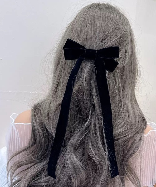 WESTSEA（ウエストシー）の「ベロア ロングリボン ヘアクリップ（バレッタ/ヘアクリップ・レディース・ブラック/ワイン・FREE）」の5枚目の写真