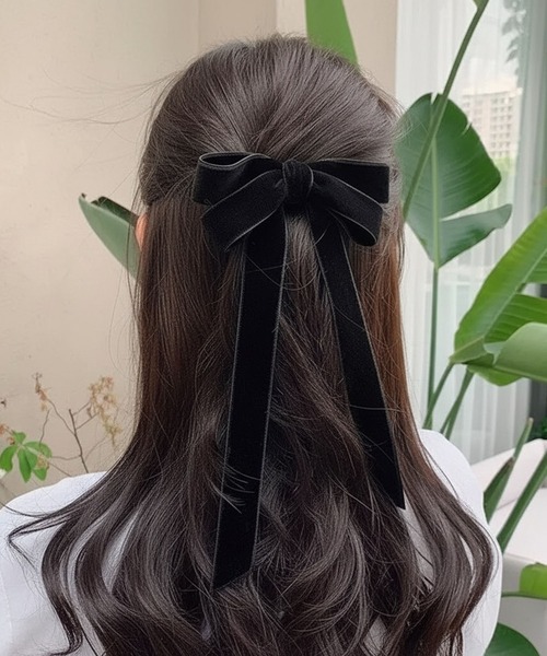 WESTSEA（ウエストシー）の「ベロア ロングリボン ヘアクリップ（バレッタ/ヘアクリップ・レディース・ブラック/ワイン・FREE）」の6枚目の写真