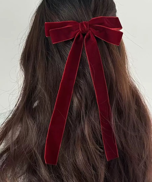 WESTSEA（ウエストシー）の「ベロア ロングリボン ヘアクリップ（バレッタ/ヘアクリップ・レディース・ブラック/ワイン・FREE）」の7枚目の写真