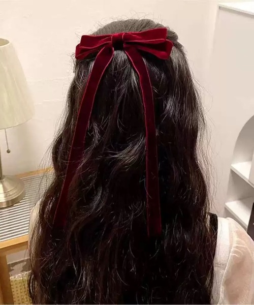 WESTSEA（ウエストシー）の「ベロア ロングリボン ヘアクリップ（バレッタ/ヘアクリップ・レディース・ブラック/ワイン・FREE）」の8枚目の写真