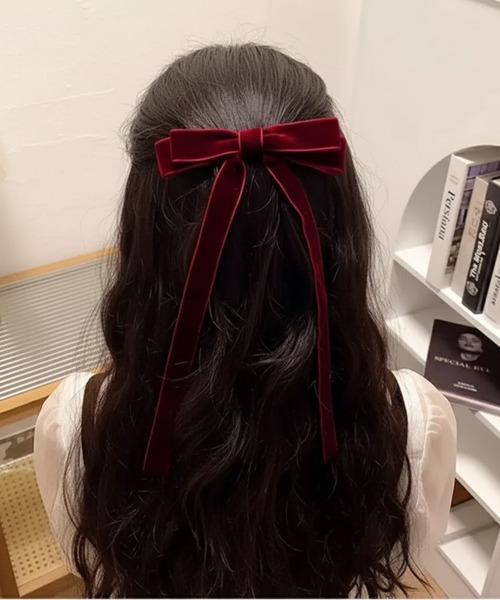 WESTSEA（ウエストシー）の「ベロア ロングリボン ヘアクリップ（バレッタ/ヘアクリップ・レディース・ブラック/ワイン・FREE）」の10枚目の写真