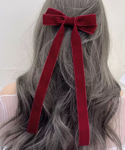 WESTSEA（ウエストシー）の「ベロア ロングリボン ヘアクリップ（バレッタ/ヘアクリップ・レディース・ブラック/ワイン・FREE）」の11枚目の写真