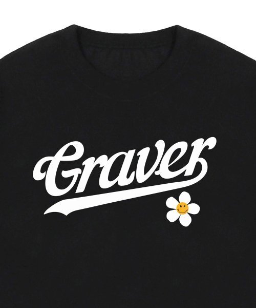 GRAVER（グレーバー）の「[UNISEX]ベースボールのロゴフラワースマイルバンファルティ_ブラック（Tシャツ/カットソー・レディース・ブラック・LARGE/MEDIUM/SMALL/X-LARGE）」の3枚目の写真