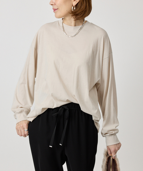 ATON（エイトン）の「ATON エイトン FRESCA NUBUCK ロングスリーブTシャツ KKAGGW0604（Tシャツ/カットソー・レディース・ボルドー/アイボリー・SMALL）」の3枚目の写真