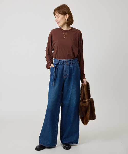 ATON（エイトン）の「ATON エイトン FRESCA NUBUCK ロングスリーブTシャツ KKAGGW0604（Tシャツ/カットソー・レディース・ボルドー/アイボリー・SMALL）」の7枚目の写真