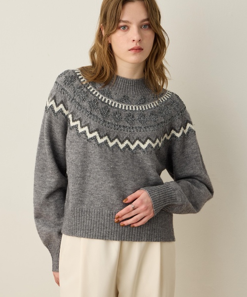 セール】ノルディック柄ニットプルオーバー【洗える】（ニット