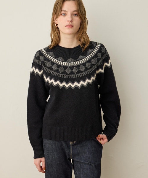 未使用☆LEONARD☆カタログ掲載シルク混ニットセーター　人気柄　黒　40 23区（ニジュウサンク） ニット セーター 「VERY・CLASSY.掲載/洗える