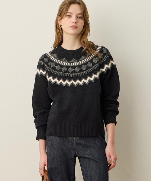 セール】ノルディック柄ニットプルオーバー【洗える】（ニット