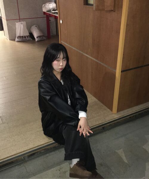 LADY VOLUME（レディーボリューム）の「465-1ビーガンレザーオーバーフィットジャケット（ライダースジャケット・レディース・その他・FREE）」の8枚目の写真