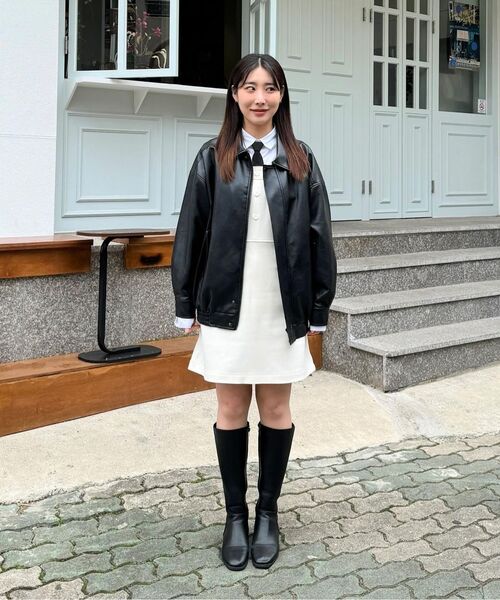 LADY VOLUME（レディーボリューム）の「465-1ビーガンレザーオーバーフィットジャケット（ライダースジャケット・レディース・その他・FREE）」の15枚目の写真