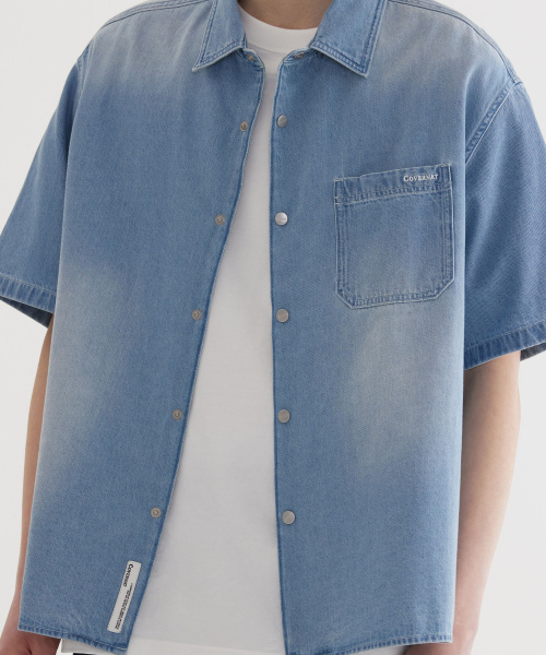 COVERNAT(カバーナット)の「ウォッシングデニムハーフシャツ Light Blue(シャツ/ブラウス・レディース・その他・SMALL/MEDIUM/LARGE/X-LARGE/XX-LARGE/X-SMALL)」の7枚目の写真