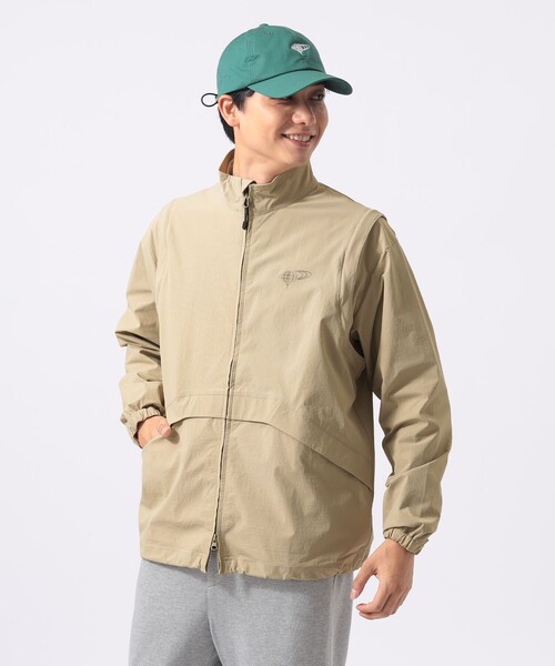 BEAMS GOLF(ビームスゴルフ)の「ORANGE LABEL / 2WAY ストレッチ リップストップブルゾン(ブルゾン・メンズ・ベージュ/ブラック・MEDIUM/LARGE/X-LARGE/SMALL)」の2枚目の写真