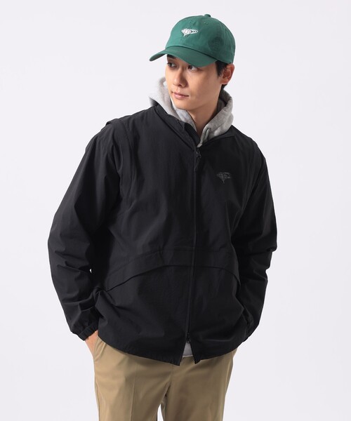 BEAMS GOLF(ビームスゴルフ)の「ORANGE LABEL / 2WAY ストレッチ リップストップブルゾン(ブルゾン・メンズ・ベージュ/ブラック・MEDIUM/LARGE/X-LARGE/SMALL)」の4枚目の写真