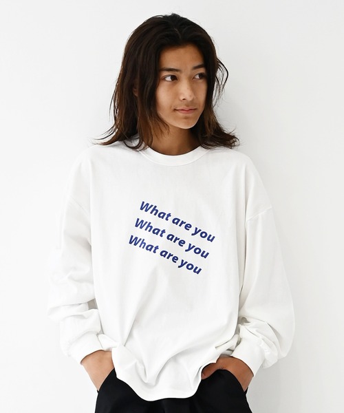 GENERATOR(ジェネレーター)の「ジェネレーター What L/S Tシャツ(Tシャツ/カットソー・レディース・チャコールグレー/ベージュ系その他/ホワイト・F)」の1枚目の写真