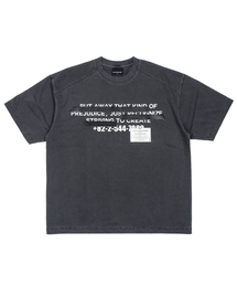 ビビディヒドゥンスローガンピグメント半袖Tシャツ(チャコール)