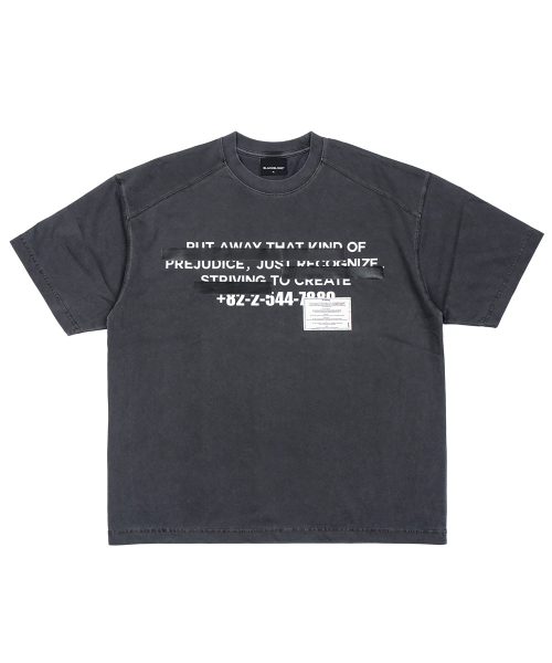 BLACK BLOND(ブラック ブロンド)の「ビビディヒドゥンスローガンピグメント半袖Tシャツ(チャコール)(Tシャツ/カットソー・レディース・その他・MEDIUM/LARGE/X-LARGE)」の1枚目の写真
