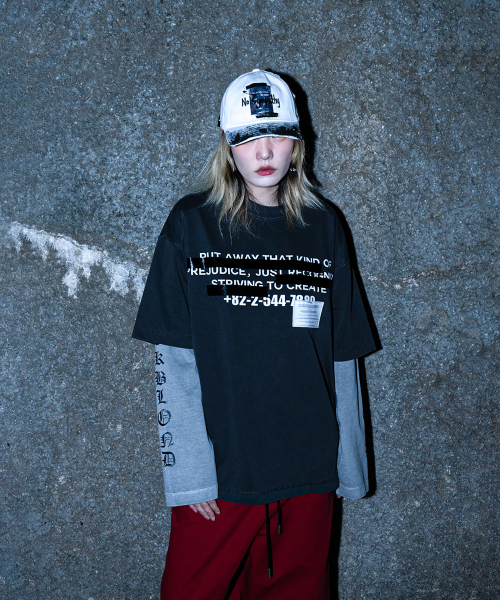 BLACK BLOND(ブラック ブロンド)の「ビビディヒドゥンスローガンピグメント半袖Tシャツ(チャコール)(Tシャツ/カットソー・レディース・その他・MEDIUM/LARGE/X-LARGE)」の4枚目の写真