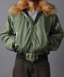 NYLAUS | 【NYS】ヴィンテージ加工 脱着ファー 2WAYフライトジャケット ファーブルゾン(MA-1)