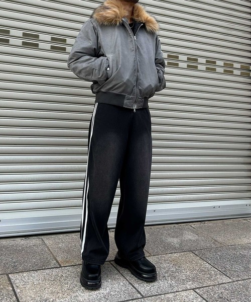 NYLAUS（ナイラス）の「【NYS】ヴィンテージ加工 脱着ファー 2WAYフライトジャケット ファーブルゾン（MA-1・メンズ・グレー/カーキ/ブラック・M/L）」の13枚目の写真