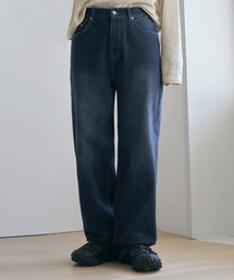 ウォッシュドクラックワイドデニムパンツ [WASHED DEEP BLUE]