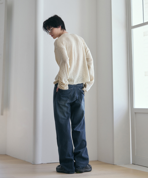 OURDAYZ（アワーデイズ）の「ウォッシュドクラックワイドデニムパンツ [WASHED DEEP BLUE]（デニムパンツ・レディース・その他・MEDIUM/LARGE/X-LARGE）」の4枚目の写真