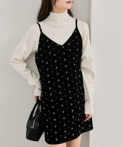 オケージョン対応◎】シャイニーベロアミニキャミワンピース