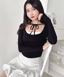 リボンクロップドトップス